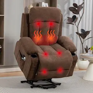 VANBOW Power Lift Recliner Chair for Elderly, Electric Oversized Single Sofa with Vibration Massage and Heat, Cup Holder and USB Charge Port for Living Room, Brown VANBOW Power Lift Recliner Chair for Elderly, Electric Oversized Single Sofa with Vibration Massage and Heat, Cup Holder and USB Charge Port for Living Room, Brown