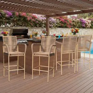VANBOW Counter Height Bar Stool Set of 4, 30" Patio Rattan Bar Stool Chairs with Armrests, Outdoor Barstools for Porch Garden Indoor Kitchen, Yellow VANBOW Counter Height Bar Stool Set of 4, 30" Patio Rattan Bar Stool Chairs with Armrests, Outdoor Barstools for Porch Garden Indoor Kitchen, Yellow