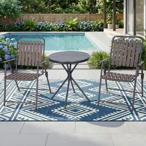 VANBOW 3 Pieces Patio Furniture Set, Bistro Table and Foldable Chairs, Waterproof Patio Furniture Folding Set, All-Weather outdoor table and chairs, Balcony Furniture for Porch, Yard, Garden, Brown VANBOW 3 Pieces Patio Furniture Set, Bistro Table and Foldable Chairs, Waterproof Patio Furniture Folding Set, All-Weather outdoor table and chairs, Balcony Furniture for Porch, Yard, Garden, Brown