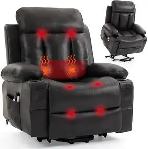 VANBOW Power Lift Recliner Chair, Electric Oversized PU Leather Single Sofa with Vibration Massage and Heat, Cup Holder and USB Charge Port for Living Room,Brown VANBOW Power Lift Recliner Chair, Electric Oversized PU Leather Single Sofa with Vibration Massage and Heat, Cup Holder and USB Charge Port for Living Room,Brown