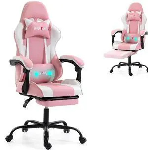 Fantasylab Ergonomic Reclining Gaming Chair with Linkage Armrests & Footrest, Racing Office Chair, PU Leather Computer Desk Chair, Pink Fantasylab Ergonomic Reclining Gaming Chair with Linkage Armrests & Footrest, Racing Office Chair, PU Leather Computer Desk Chair, Pink