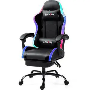 LED Gaming Chair with Massage Lumbar Pillow, RGB Computer Gaming Chair with Footrest , Reclining Gamer Chair Ergonomic Video Game Chairs for Home Office Game Room LED Gaming Chair with Massage Lumbar Pillow, RGB Computer Gaming Chair with Footrest , Reclining Gamer Chair Ergonomic Video Game Chairs for Home Office Game Room