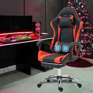 Fantasylab Gaming Chair with Massage Lumbar Support Ergonomic Video Game Chair for Adults, Adjustable Headrest & Footrest, 90-135° Recline, 360° Swivel Red Fantasylab Gaming Chair with Massage Lumbar Support Ergonomic Video Game Chair for Adults, Adjustable Headrest & Footrest, 90-135° Recline, 360° Swivel Red