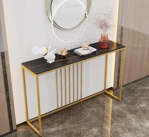 Modern Sintered Stone Extra long Console Table  Narrow Black Sofa Table Entryway Storage Table Luxuery Bar Table Hallway Accent Table Black