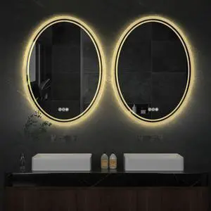 Led Oval Illuminated Bathroom Mirror Wall Mounted Anti Fog Make Up Mirror