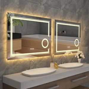 LED Lighted Smart Bathroom Mirror 3X Magnifier Wall Mounted Front Backlit Dimmer