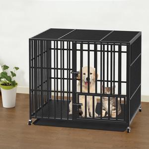 Chew-resistant Heavy Duty Metal Dog Cage Kennel Pet Crate Wheels Indoor Outdoor