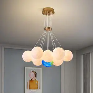 13PCS Modern Planet LED Chandelier Kids Bedroom Decor Ceiling Pendant Lamp