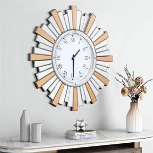 3D Retro Sunburst Mirrored Wall Clock Modern High-end Decorative Clock