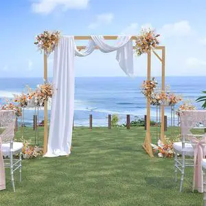 2 Pack Rustic Wooden Wedding Arch Stand Holiday Festive Proposal Backdrop Archway Dec