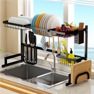 Adjustable Over Sink Dish Drainer Drying Rack Stainless Steel  Kitchen Utensils Holder