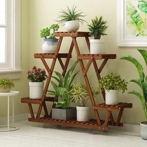 Carbonized Wood Plant Stand Flower Display Rack Large Storage For Indoor Outdoor