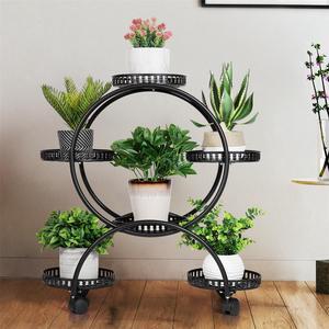 Outdoor Indoor Mobile Metal Plant Stand Planter Flower Pot Garden Shelf Shelving