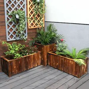 Solid Pine Wood Outdoor Raised Garden Bed Large Wood Planter Grow Box for  Flowers Vegetables