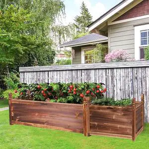 Solid Pine Wood Outdoor Raised Garden Bed Large Wood Planter Grow Box for  Flowers Vegetables