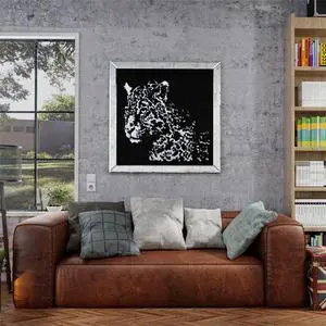 3D Diamond Leopard Pattern Wall Art Crystal Mirror Glass Hanging Mirror Art Painting Decor