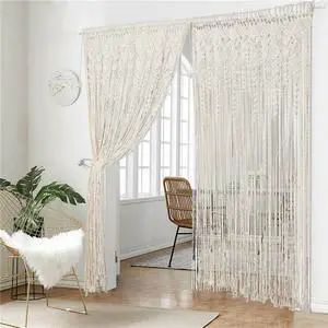 71" Macrame Curtain Panel Woven Wall Hanging Tapestry Doorway Rope Fringe Banner