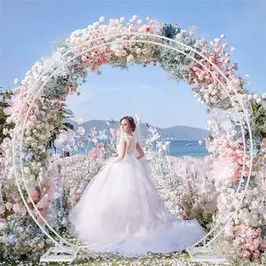 Metal Wedding Arch Background Stand Round Balloon Arch Backdrop for Party Decor" M