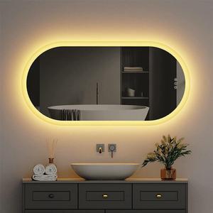 48 x 24 Inch Oval LED Smart Bathroom Mirror Anti-Fog Bathroom Led  Vanity Make up Mirror Backlit Wall Mirror Dimmable Lights with Memory Function