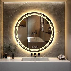 32 Inch Backlit Bathroom Mirror Round Dimmable 3 Colors Smart Anti-Fog Mirrors with Light MemoryLarge Wall Mounted LED Vanity Mirror
