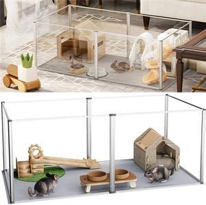 Acrylic Extended Pet Whelping Playpen Fence Small Animals Cage Puppy Cat Kennel Enclosure Hamsterm Crate with Waterproof Mat