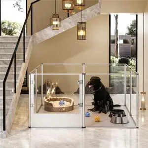 Highten 8 Clear Panels Acrylic Dog Playpen Pet Whelping Box Exercise Fence with Waterproof Pad