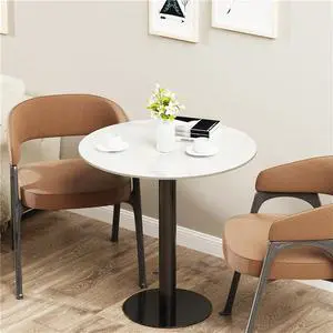 Anti-Tipping Bistro Bar Table Stone-Top OfficeTable DiningTable with Steel Pedestal