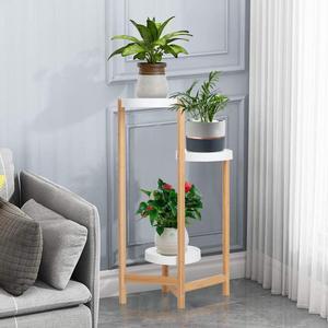 UNHO 3 Tier Plant Stand Bamboo Plant Holder Flower Pot Rack Corner Nordic Indoor Brown High And Low Display Living Room Bedroom Balcony