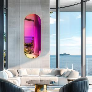 UNHO Decorative Wall Mirror Long Oblong Iridescent Glass Entrance Hallway Bedroom Living Room Fireplaces Modern Decorative 44.5x120cm