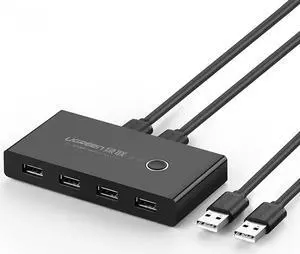 UGREEN USB 3.0 Sharing Switch Selector 4 Port 2 Computers Peripheral Switcher Adapter Hub for PC, Printer, Scanner, Mouse, Keyboard with One Button Swapping and 2 Pack USB Male Cable UGREEN USB 3.0 Sharing Switch Selector 4 Port 2 Computers Peripheral Switcher Adapter Hub for PC, Printer, Scanner, Mouse, Keyboard with One Button Swapping and 2 Pack USB Male Cable