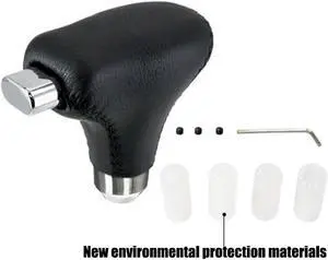 Universal PU Leather Automatic Gear Shift Knob Shifter Handle Lever Stick Black