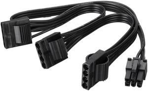 6Pin Male 1 to 3 IDE Female Power Supply Splitter Extension Cable for Molex 4Pin Port Multiplier