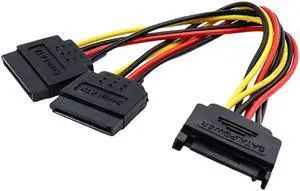 6pcs/lot SATA Power 15-pin Y-Splitter Cable Adapter Male to Female for HDD Hard Drive