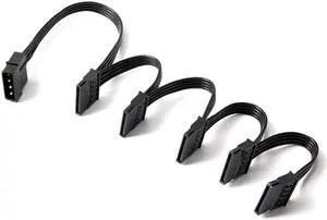 5pcs/lot 1X 4Pin to 5X 15Pin IDE SATA Hard Drive Power Splitter Cable Cord Adapter