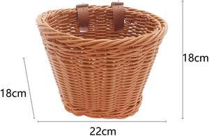 FYUU Retro Bike Basket Wicker Woven Bicycle Front Basket Handlebar Storage Basket with Strap