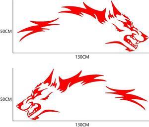 FYUU 2pcs Universal Vinyl Car Stickers Red Running Wolf Head Pattern