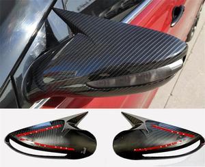 FYUU Carbon Fiber Look Ox Horn Rear View Mirror Cover Trim For Hyundai Sonata 2011-2014