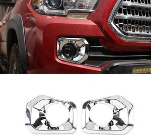 FYUU Front Bumper Grille Chrome Fog Light Covers Trims For 2016-2023 Toyota Tacoma