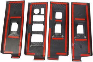 Carbon Fiber Look Inner Window Switch Panel Cover Trim For Toyota Tundra 2022-23