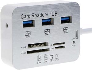 3 Ports USB 3.0 HUB MS SD M2 TF Multi-In-1 Memory Card Reader Adapter