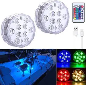 Acaigel Rechargeable 16-Color Submersible LED Pool Lights with Remote Control (2 Pack)