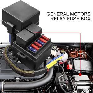 Pre-Wired Fuse Relay Box with 2pcs 4-Pin 80A Relays and 6 Fuses for 12V Car Truck Boat RV