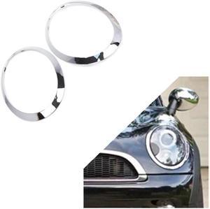 1 Pair Chrome Headlight Ring Trim Bezel Cover For Mini Cooper F55 F56 F57 14-21