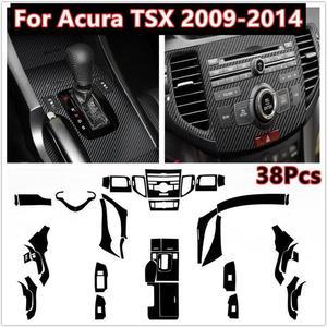 FYUU 38Pcs Carbon Fiber Look Car Interior Decor Trim Sticker Decal For Acura TSX 2009-2014