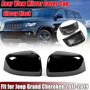 FYUU 1 Pair Gloss Black Rear View Mirror Cover Cap For Jeep Grand Cherokee Dodge Durango