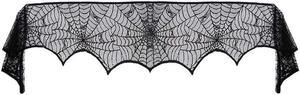 Halloween Decorations Props Black Lace Spiderweb Fireplace Mantle Scarf Cover