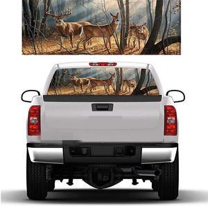 Rear Window Sticker For Truck SUV Jeep 135x36cm Forest Animals Deer Family Pattern