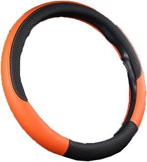 PU Leather 38cm Car Steering-wheel Cover Black Orange Style Anti-Slip