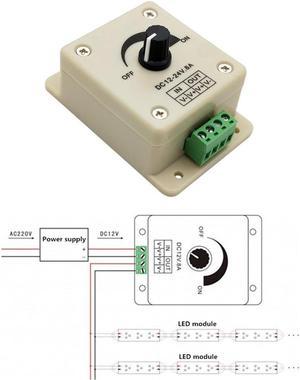 2Pcs Manual Dimmer Switch DC12-24V 8A For LED Strip Light Lamp