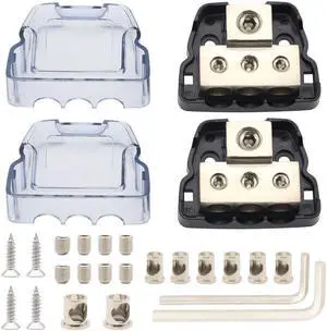 Furulu 3way Distribution Block Car Audio Power Wire Splitter Kit 0 Gauge in 4 Gauge Out